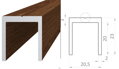 AL PLOTY BRANY LAMELA AL U vnútro  16,5 mm , 23x20,5x23x2 mm s bočnicou RAL LAKOVANÉ DREVODEKOR štruktúra