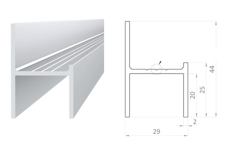 AL PLOTY BRANY LAMELA AL U vnútro  25 mm , 23x29x23x2 mm s bočnicou